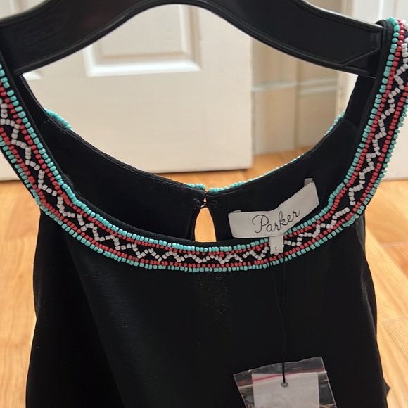 Parker size large black halter top with beading and partially sheer back NWT - Picture 4 of 5